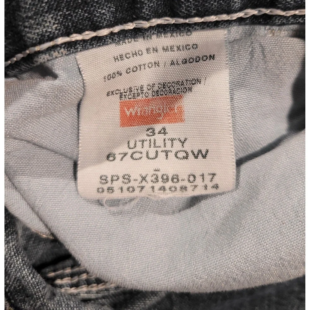 Wrangler Utility Carpenter Denim Jeans Mens Size 34 Blue 100% Cotton 67CUTQW